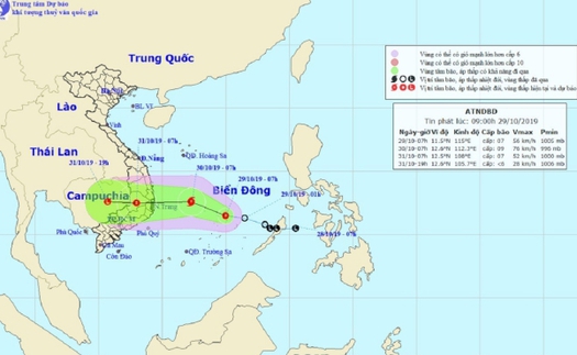 Dự báo thời tiết: Áp thấp nhiệt đới sau bão số 5