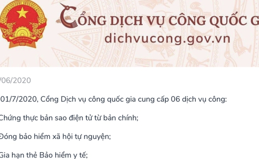 Từ 1/7, chứng thực bản sao điện tử trên Cổng Dịch vụ công Quốc gia