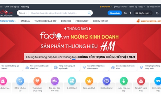 Sàn thương mại điện tử Fado.vn ngừng kinh doanh H&M vô thời hạn