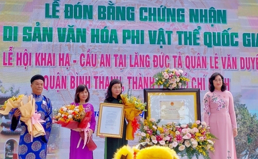 'Lễ Khai hạ - Cầu an' tại lăng Lê Văn Duyệt được công nhận là Di sản Văn hóa phi vật thể cấp Quốc gia