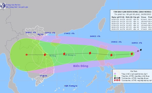 Dự báo chiều 25/9 bão số 4 đi vào Biển Đông