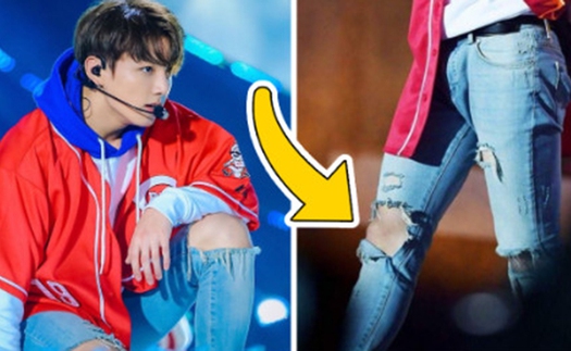 Jungkook BTS gây ‘đốt mắt’ khi để lộ đôi chân săn chắc trong những chiếc quần jean rách