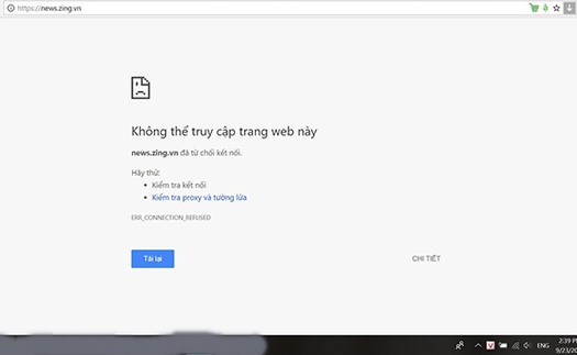 Sự cố điện dự phòng là nguyên nhân một số báo và trang tin điện tử không truy cập được