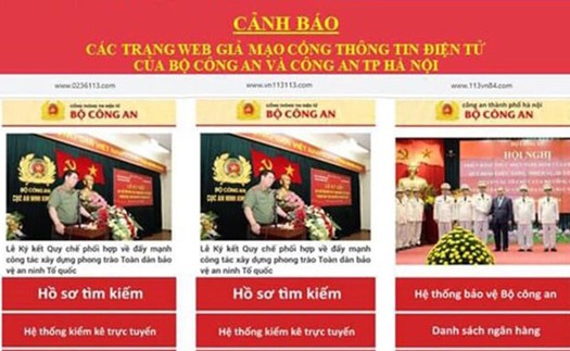 Hà Nội: Phát hiện 8 trang web giả mạo lực lượng Công an