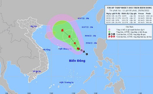 Áp thấp nhiệt đới di chuyển theo hướng Tây Bắc, có xu hướng mạnh thêm