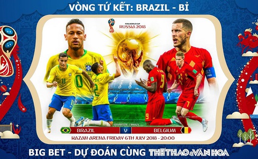 SOI KÈO Brazil vs Bỉ (01h00 ngày 7/7), vòng Tứ kết World Cup 2018