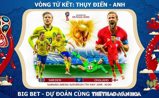 SOI KÈO và trực tiếp Thụy Điển vs Anh (21h00 ngày 7/7), Tứ kết World Cup 2018