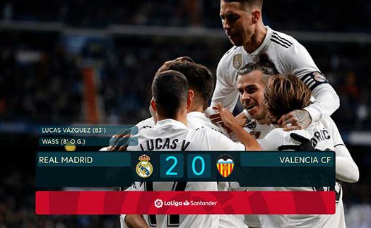 Video clip bàn thắng Real Madrid 2-0 Valencia: Real áp sát Top 4