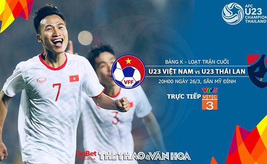 VTC3 VTV5 trực tiếp. Soi kèo U23 Việt Nam vs Thái Lan (20h00, 26/3). Kèo bóng đá