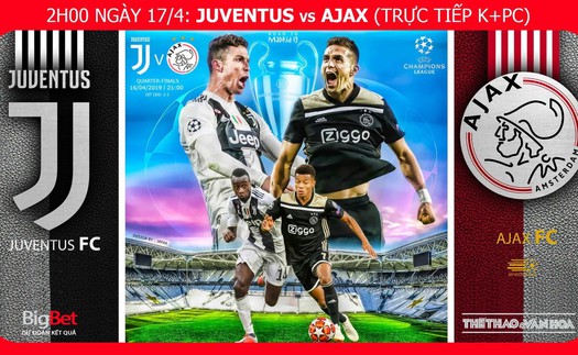 Nhận định và trực tiếp Juventus vs Ajax (2h00 ngày 17/4), lượt về tứ kết Cúp C1. Trực tiếp K+PC