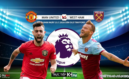 Soi kèo bóng đá. MU vs West Ham. Vòng 37 Ngoại hạng Anh. Trực tiếp K+PM