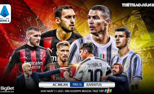 Soi kèo nhà cái AC Milan vs Juventus. Vòng 16 Serie A Italy. Trực tiếp FPT Play