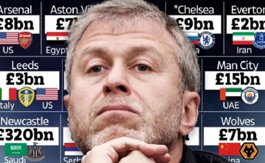 Abramovich chỉ là chủ sở hữu nước ngoài giàu thứ 3 ở Premier League