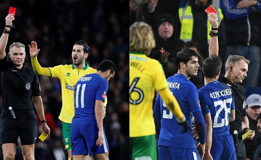 Morata và Pedro bị đuổi, 3 cầu thủ ăn vạ, Chelsea chật vật thắng luân lưu Norwich