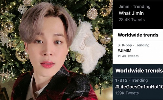 Jimin BTS lọt top trending toàn cầu sau hàng loạt kỷ lục trên Billboard