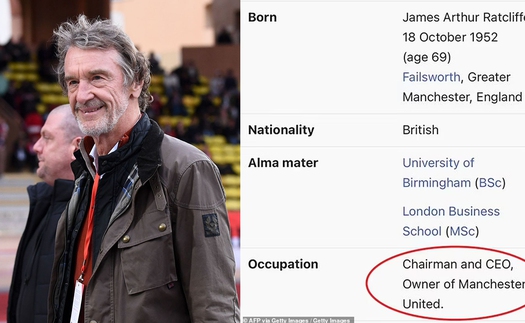 CĐV MU đổi tên tỷ phú Jim Ratcliffe là chủ hữu của MU trên Wikipedia