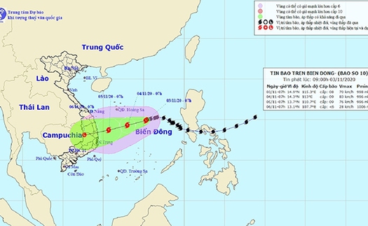 Dự báo bão số 10 gây nguy hiểm cả trên biển và trên đất liền