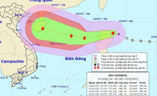 Trong 24 đến 48 giờ tới, bão số 11 di chuyển theo hướng Tây Nam