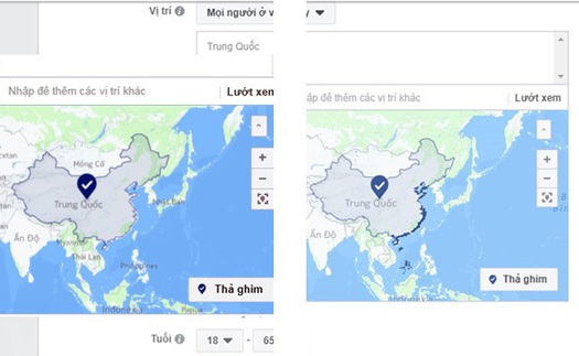 Facebook đã bỏ hai quần đảo Hoàng Sa, Trường Sa ra khỏi bản đồ Trung Quốc