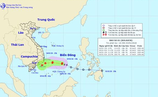 CẬP NHẬT: Bão số 1 giật cấp 10, tiến sát bờ biển Phú Yên - Bình Thuận