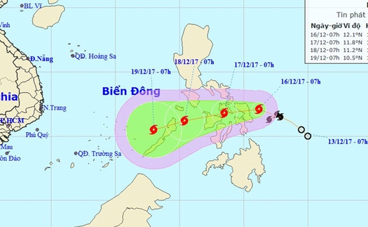 Bão Kai-tak tiếp tục mạnh lên, giật cấp 11