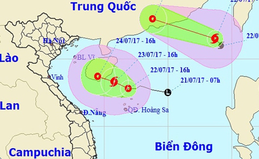 CẬP NHẬT: Bão số 3 và áp thấp nhiệt đới hoành hành trên Biển Đông