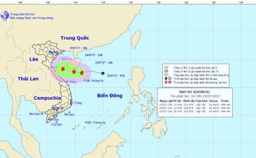 Thời tiết đêm 27 ngày 28/7: Áp thấp di chuyển lên phía Bắc, tiếp tục mạnh thêm