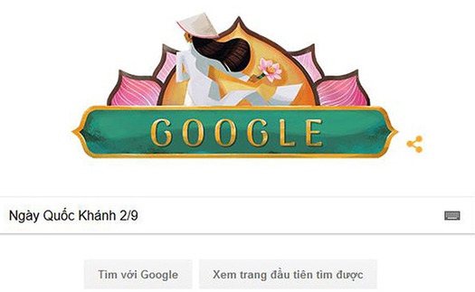 Google thay logo chào mừng Ngày Quốc khánh với áo dài, nón lá, hoa sen