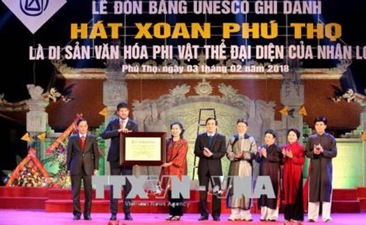 Hát Xoan Phú Thọ đón bằng di sản văn hóa phi vật thể của nhân loại
