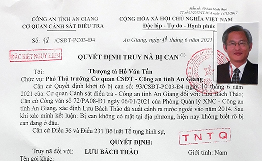 Truy nã đặc biệt nguy hiểm đối với nguyên Tổng Giám đốc Công ty Cổ phần Việt An