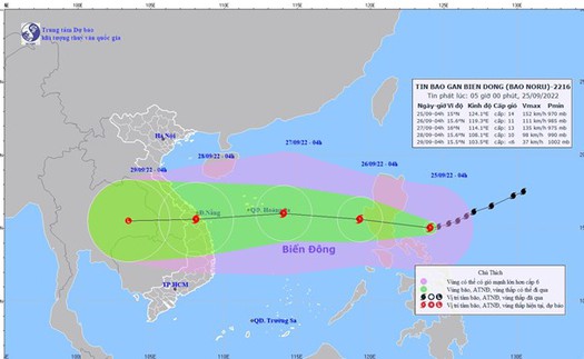 Bão Noru di chuyển nhanh, chiều 25/9 đi vào Biển Đông