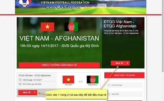 Cách mua vé bóng đá online trận bán kết Việt Nam vs Philippines