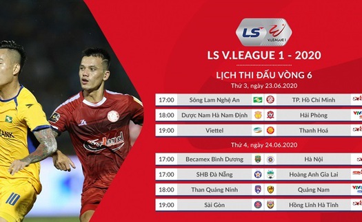 Bảng xếp hạng V-League vòng 6. BXH bóng đá Việt Nam 2020. Kết quả bóng đá