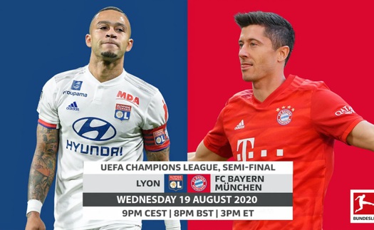 Link xem trực tiếp bóng đá. Lyon vs Bayern Munich. Xem trực tiếp bóng đá cúp C1