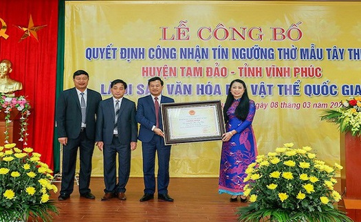 Tín ngưỡng thờ Mẫu Tây Thiên được công nhận là di sản văn hóa phi vật thể quốc gia