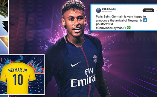 Neymar CHÍNH THỨC gia nhập PSG, mặc áo số 10