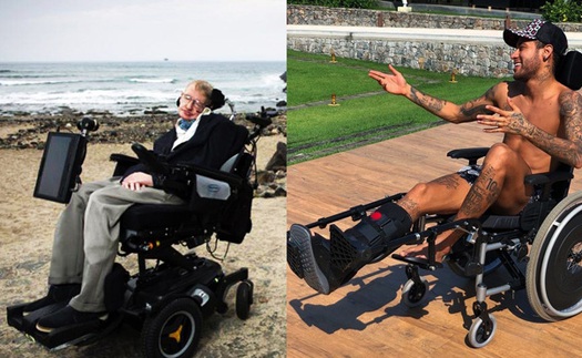 Neymar hứng 'bão' chỉ trích vì ngồi xe lăn, ví chấn thương với bệnh tật của Stephen Hawking