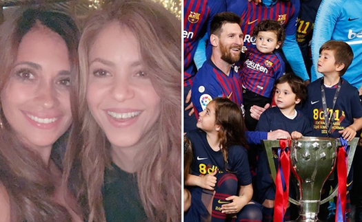 Vợ Messi và Shakira xóa bỏ mâu thuẫn, cùng selfie mừng Barca vô địch Liga