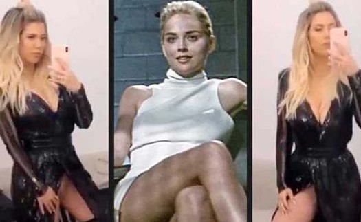 Vợ Icardi gây sốt với cảnh vắt chân nóng bỏng như Sharon Stone trong ‘Bản năng gốc’