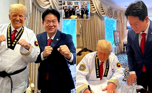 Cựu Tổng thống Mỹ Donald Trump được trao đai đen Taekwondo