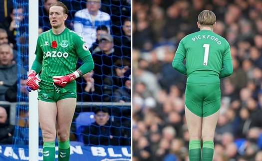 Jordan Pickford gây cười với màn biến hóa trang phục trên sân