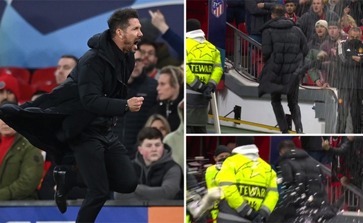 Diego Simeone bị ném chai lọ vì từ chối bắt tay sau trận