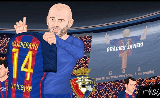 Fan phát cuồng khi Mascherano ghi bàn đầu tiên trong màu áo Barcelona