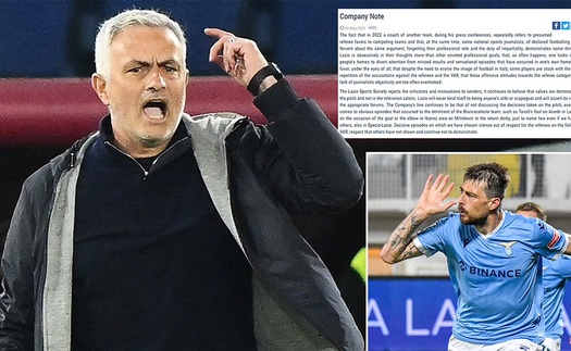 Mourinho lại dùng đòn khẩu chiến, Lazio phản pháo dữ dội