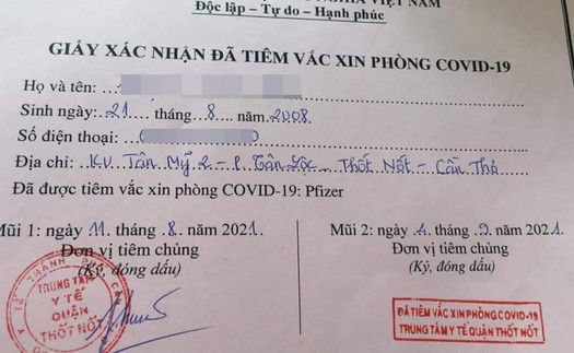 Bé gái 13 tuổi được tiêm vaccine ngừa Covid-19 ở Cần Thơ: Không có chuyện 'nhờ vả'