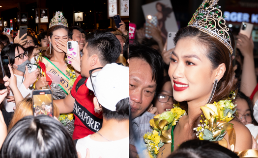 Hoa hậu Thiên Ân trở về nước sau Miss Grand International, bật khóc trong vòng tay người hâm mộ