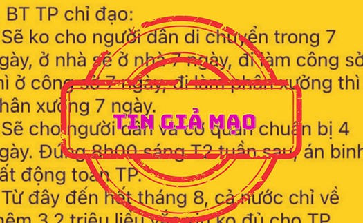 Hà Nội: Thông tin 'Sẽ không cho người dân di chuyển trong 7 ngày' là giả mạo, sai sự thật