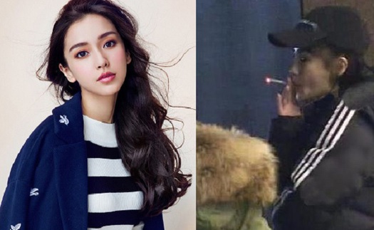 Tay bị thương, Angelababy vẫn phì phèo thuốc lá