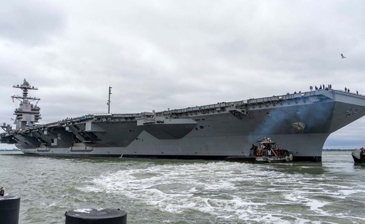 Tàu sân bay mới nhất của Mỹ mang USS Gerald R. Ford rời quân cảng