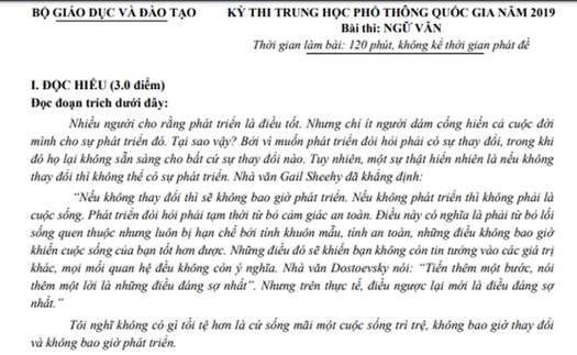 Đề thi Văn THPT Quốc gia 2019